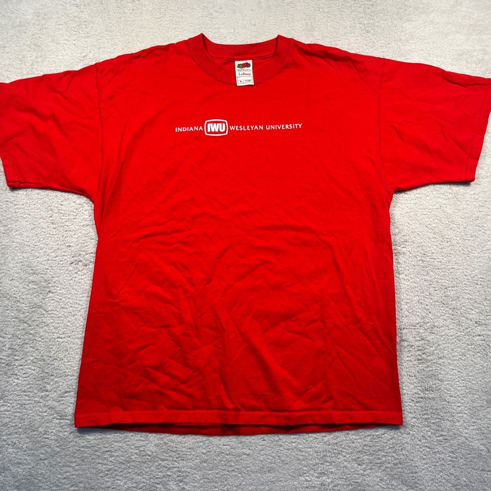 Vintage Y2K Fruit of the‎ Loom Indiana Wesleyan University T-Shirt Red XL Unisex
